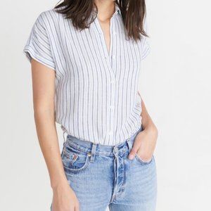 Marine Layer Blue and White Striped Button Down Shirt